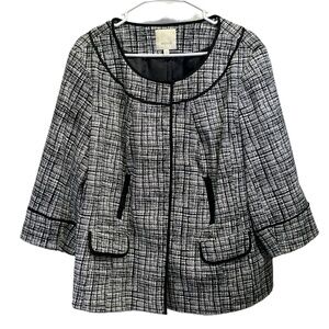 Sejour Black‎ White Womens Career Cotton Blazer Jacket Snap Closure Size 16W